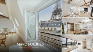 Appartement situé aux pieds de la Tour Eiffel sur le Quai Branly à proximité immédiate du Musée du Quai Branly Jacques Chirac et de la Seine